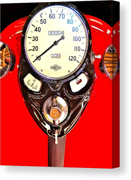 Motorcycle Canvas Print featuring the photograph Antique Harley Fuel Tank by William Jones