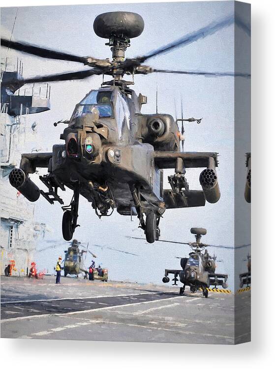 Ah-64 Canvas Print featuring the digital art Apache Landing by Roy Pedersen