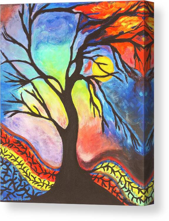 Tree Canvas Print featuring the painting As Above, So Below by Neslihan Ergul Colley