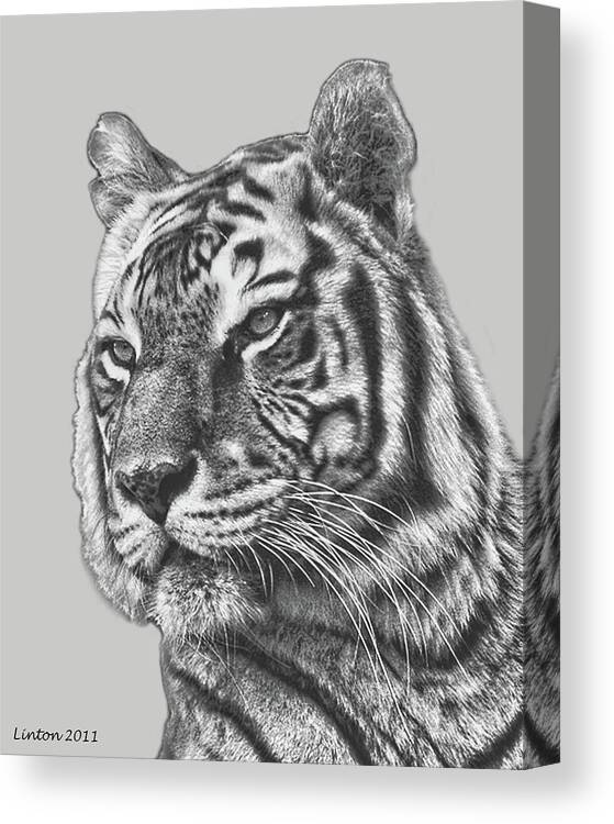 Asian Tiger Canvas Print featuring the digital art Asian Tiger 2 by Larry Linton