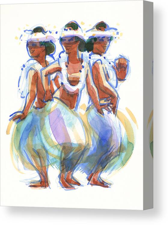 Dance Canvas Print featuring the painting Ature Drum Dancers by Judith Kunzle
