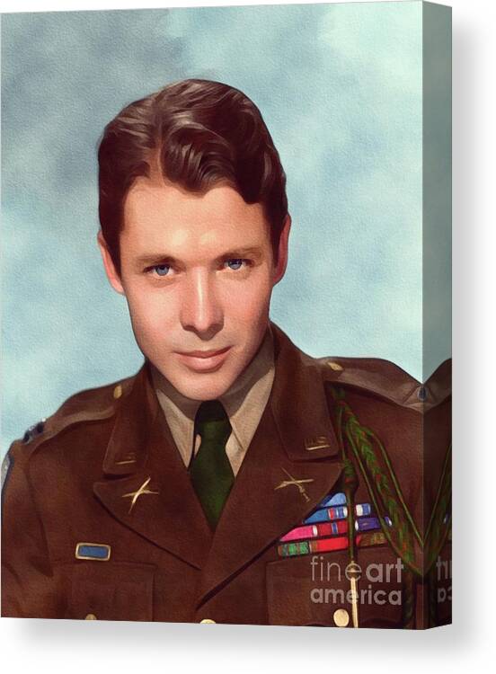 Audie Canvas Print featuring the painting Audie Murphy, Vintage Actor and War Hero by Esoterica Art Agency
