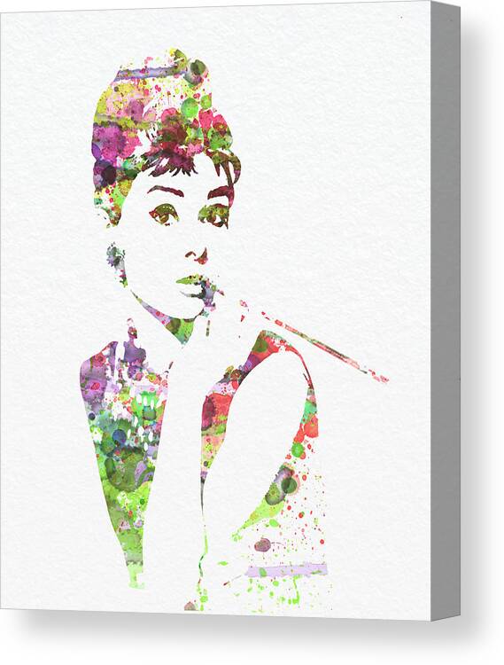 Audrey Hepburn Canvas Print featuring the painting Audrey Hepburn 2 by Naxart Studio