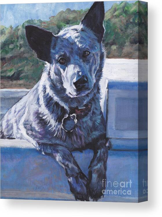 Blue Heeler Canvas Print featuring the painting Australian Cattle Dog Blue Heeler by Lee Ann Shepard