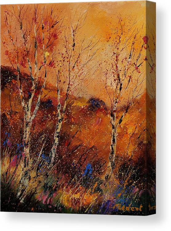 Tree Canvas Print featuring the painting Autumn landscape 45 by Pol Ledent