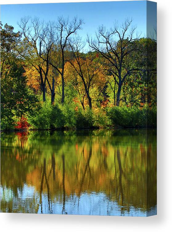 Salt Creek Canvas Print featuring the photograph Autumn Reflections on Salt Creek III by Ira Marcus
