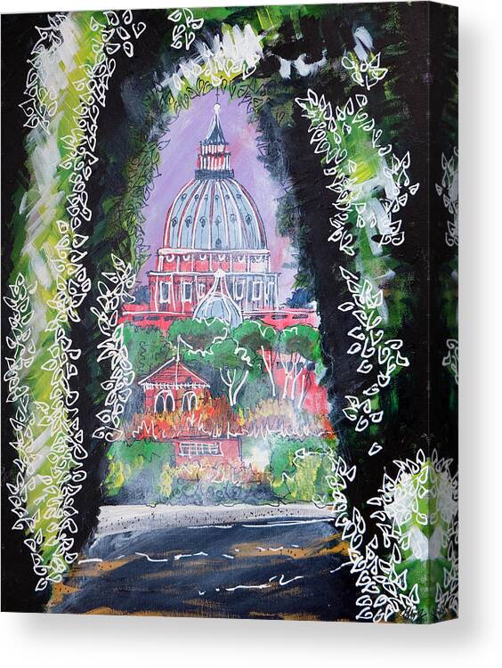 Aventine Hill Canvas Print featuring the painting Aventine Keyhole by Laura Hol Art
