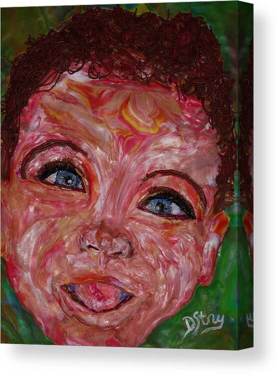 Polymer Clay Canvas Print featuring the mixed media Azuriah by Deborah Stanley
