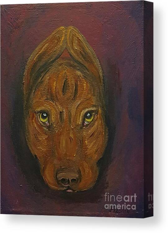 Pit Bull Canvas Print featuring the painting Baby Niko Pitty by Ania M Milo