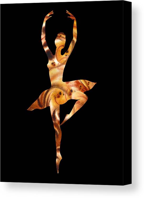 Beige Canvas Print featuring the painting Ballerina Silhouette Warm Swirl Dance by Irina Sztukowski