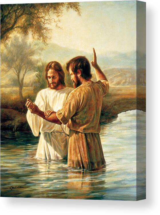 Jesus Canvas Print featuring the painting Baptism of Christ by Greg Olsen