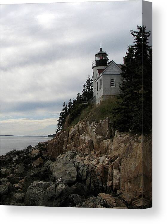 Lighthouse Canvas Print featuring the photograph Bass Harbor Lighthouse 2 by George Jones