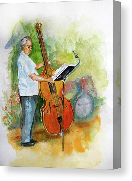 Bass Guitar Canvas Print featuring the painting Bass Musician by Olga Kaczmar