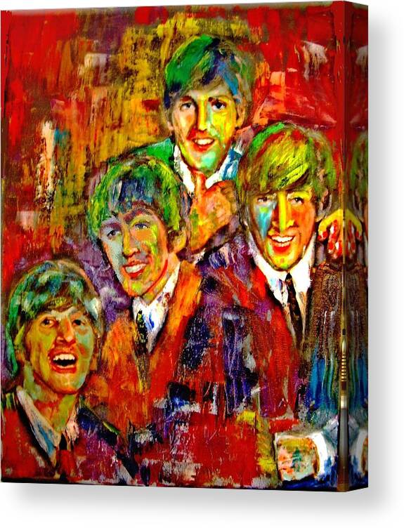 Beatles '63 Canvas Print featuring the painting Beatles '63 by Leland Castro
