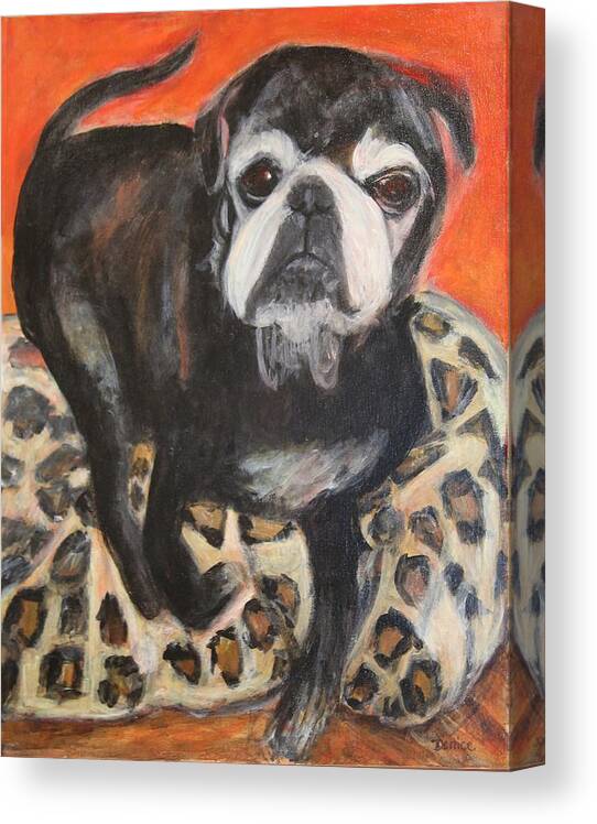 Pug Canvas Print featuring the painting Bennie the Pug by Denice Palanuk Wilson