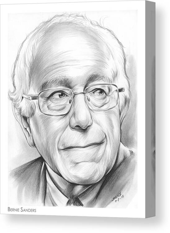 Bernie Sanders Canvas Print featuring the drawing Bernie Sanders by Greg Joens