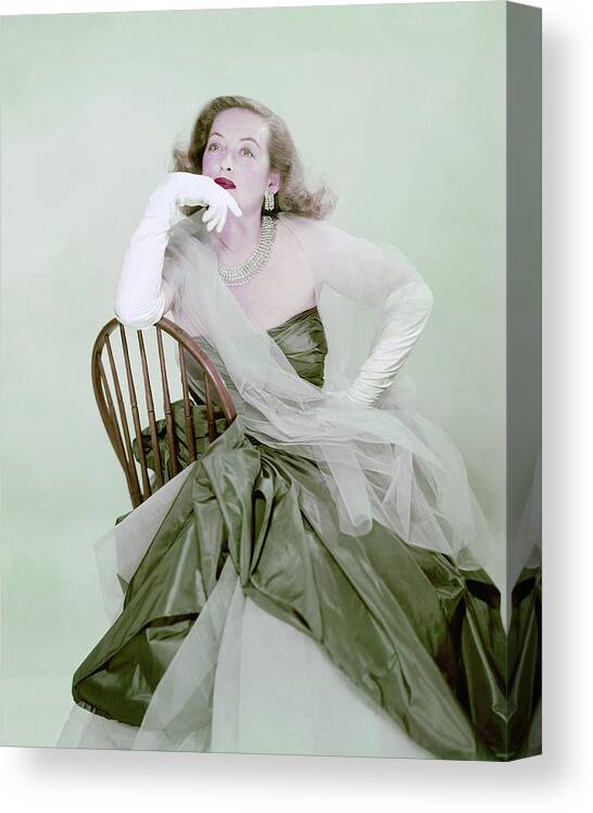 Bette Davis Canvas Print featuring the photograph Bette Davis in Green by Erwin Blumenfeld