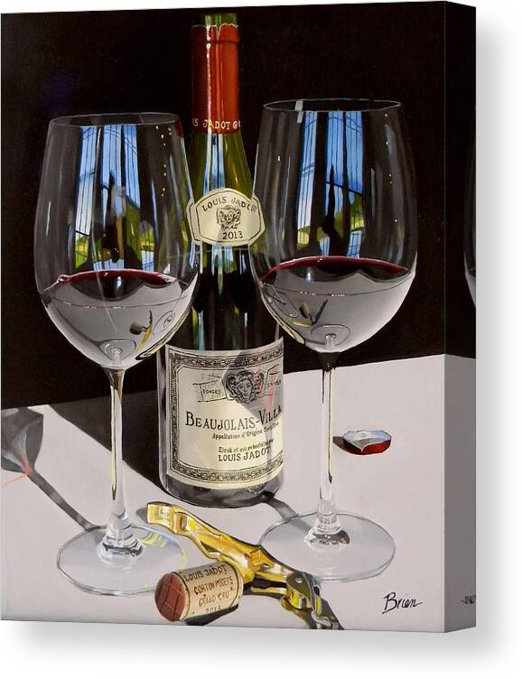 Wine Art Canvas Print featuring the painting Between Friends by Brien Cole