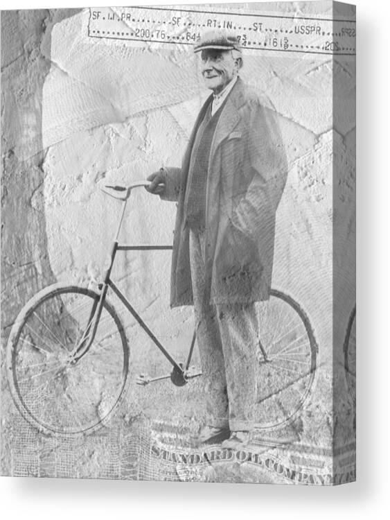 Bicycle Canvas Print featuring the photograph Bicycle and JD Rockefeller Vintage Photo Art by Karla Beatty