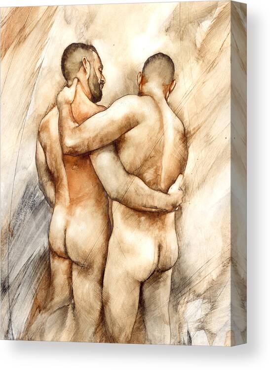 Male Nude Canvas Print featuring the painting Bill and Mark by Chris Lopez