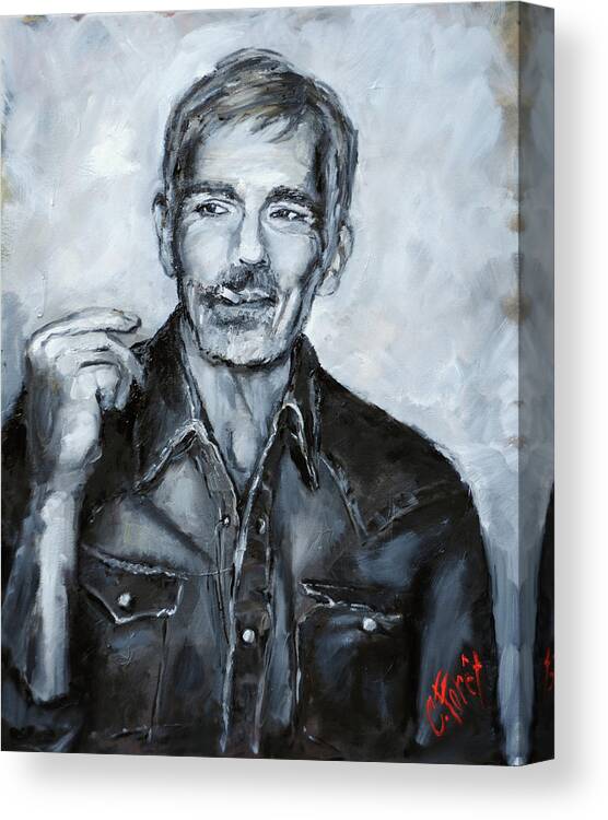 Billy Bob Canvas Print featuring the painting Billy Bob Thornton by Carole Foret
