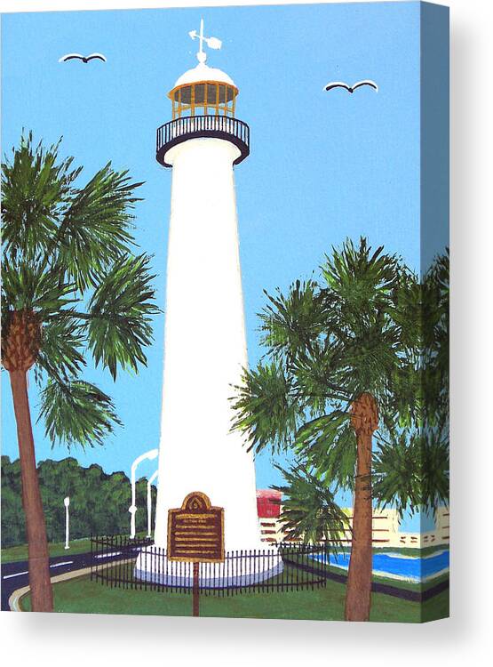 Lighthouse Paintings Canvas Print featuring the painting Biloxi Lighthouse by Frederic Kohli