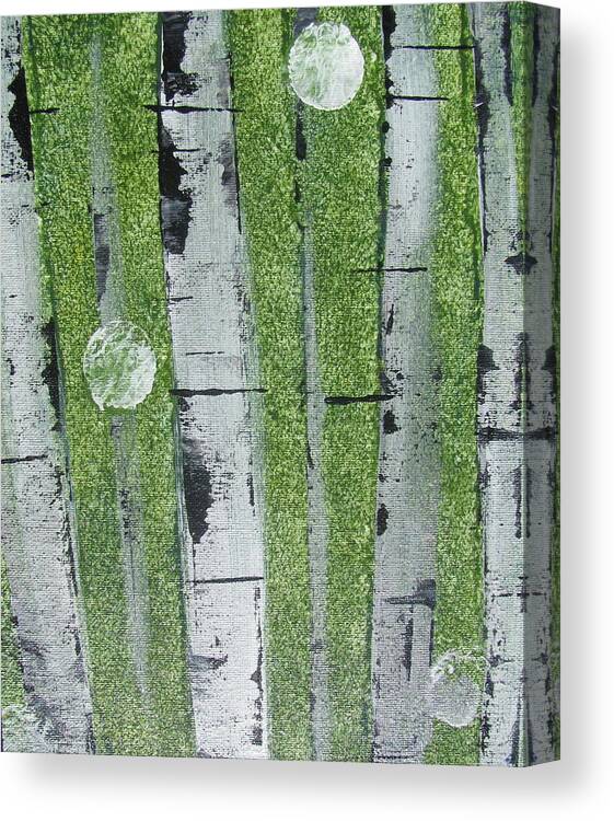 Abstract Canvas Print featuring the painting Birch - Green 1 by Jacqueline Athmann