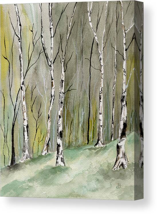 Landscape Canvas Print featuring the painting Birches Before Spring by Brenda Owen