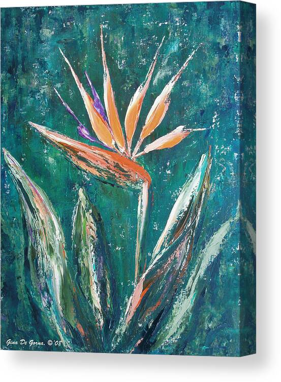 Bird Of Paradise Canvas Print featuring the painting Bird of Paradise by Gina De Gorna