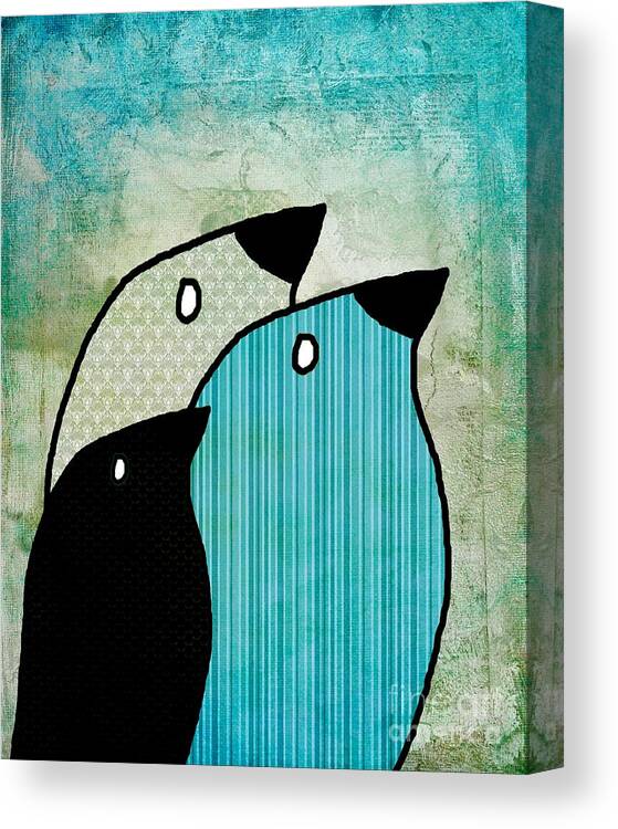 Birds Canvas Print featuring the digital art Birdies - 6904a by Variance Collections