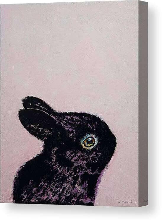 Baby Canvas Print featuring the painting Black Bunny by Michael Creese