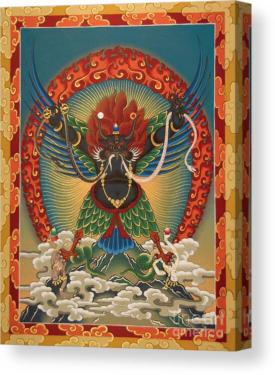Tsasum Canvas Print featuring the painting Black Garuda - Tsasum Tersar by Sergey Noskov