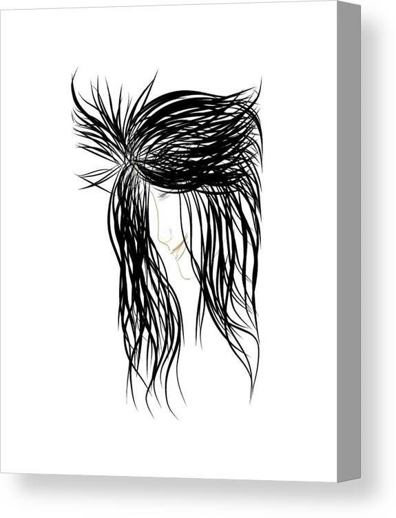 Woman Canvas Print featuring the digital art Black Hair by Faashie Sha