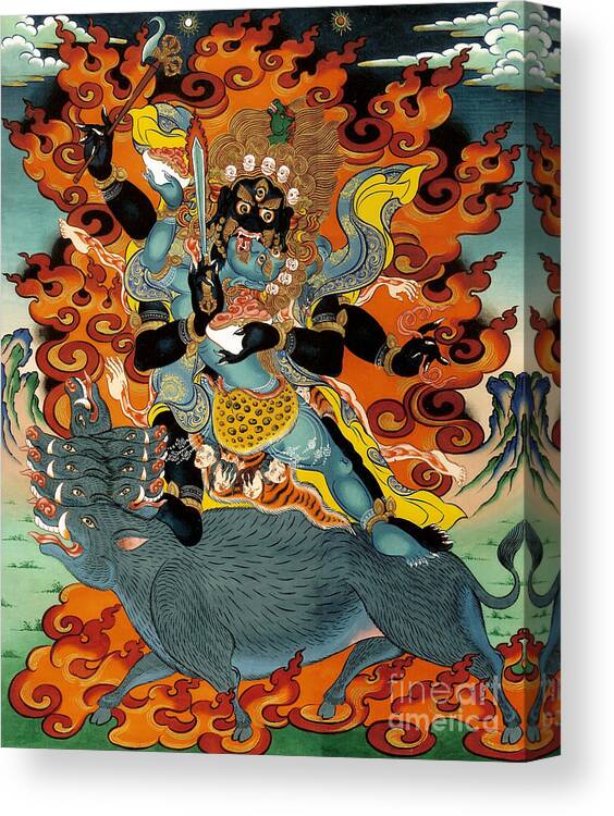 Thangka Canvas Print featuring the painting Black Hayagriva by Sergey Noskov