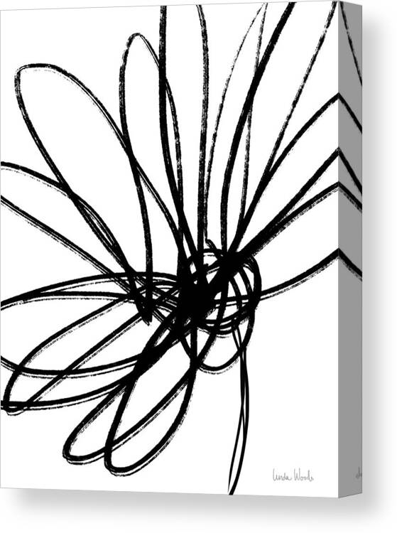 Flowers Canvas Print featuring the drawing Black Ink Flower 2- Art by Linda Woods by Linda Woods
