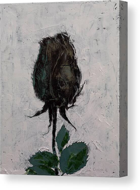 Gothic Canvas Print featuring the painting Black Rosebud by Michael Creese