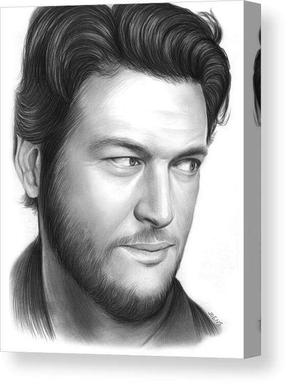 Celebrity Canvas Print featuring the drawing Blake Shelton by Greg Joens