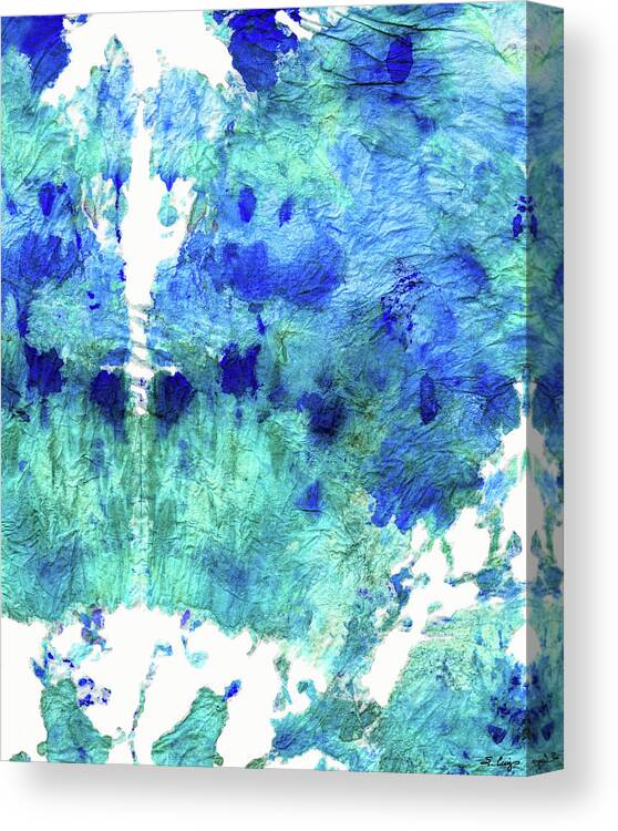 Blue Canvas Print featuring the painting Blue And Aqua Abstract - Wishing Well - Sharon Cummings by Sharon Cummings