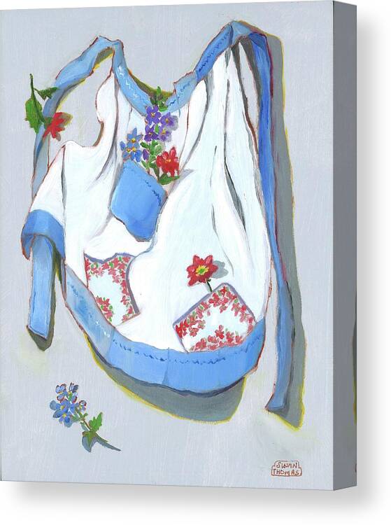 Aprons Canvas Print featuring the painting Blue Handkerchief Apron by Susan Thomas