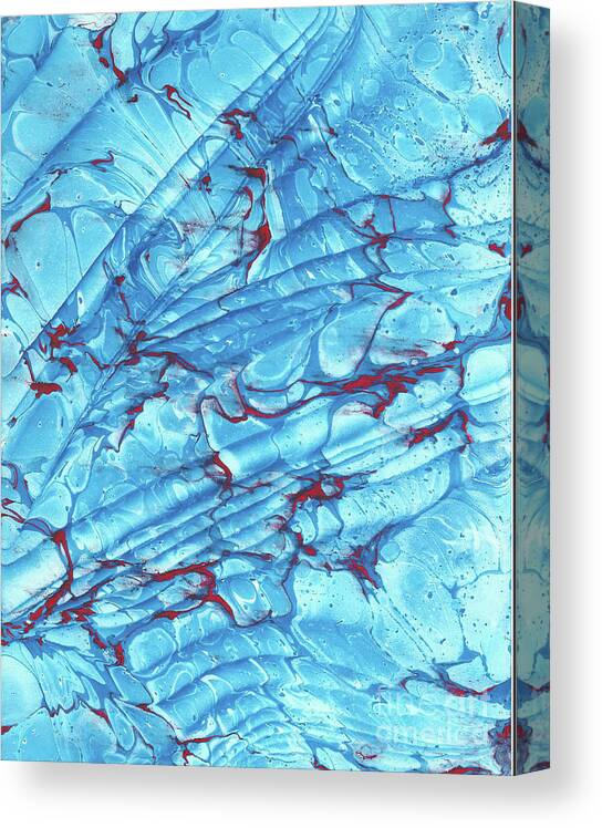 Water Marbling Canvas Print featuring the painting Blue Wave 9 by Daniela Easter