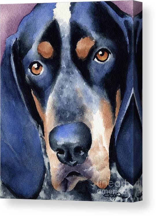 Bluetick Canvas Print featuring the painting Bluetick Coonhound by David Rogers