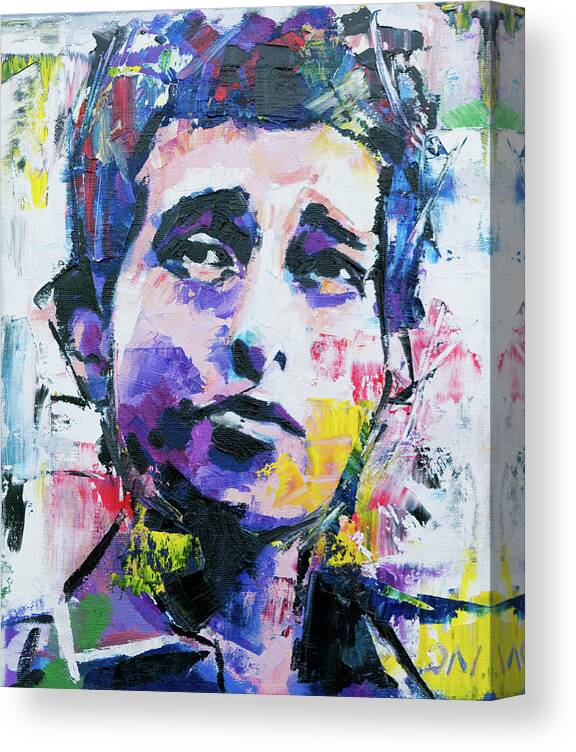 Bob Dylan Canvas Print featuring the painting Bob Dylan Portrait by Richard Day