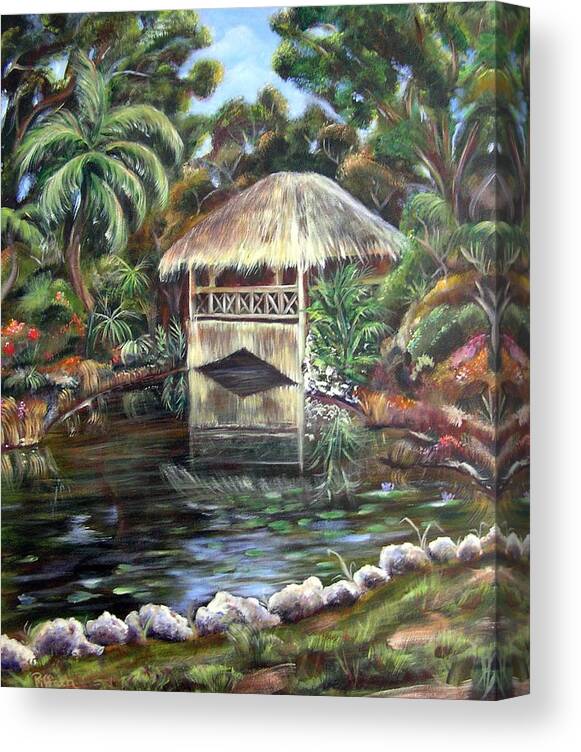 Bonnet House Canvas Print featuring the painting Bonnet House Chickee by Patricia Piffath