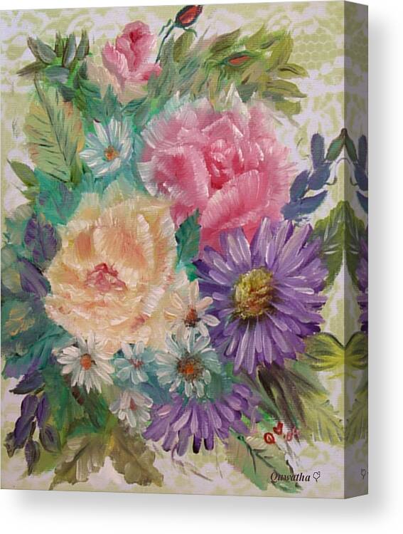 Rose Canvas Print featuring the painting Bouquet 2 by Quwatha Valentine