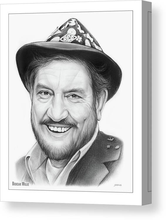 Boxcar Willie Canvas Print featuring the drawing Boxcar Willie by Greg Joens