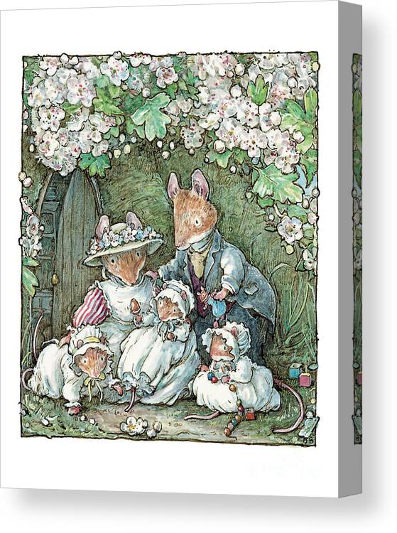 Brambly Hedge Canvas Print featuring the drawing Brambly Hedge - Poppy Dusty and babies by Brambly Hedge
