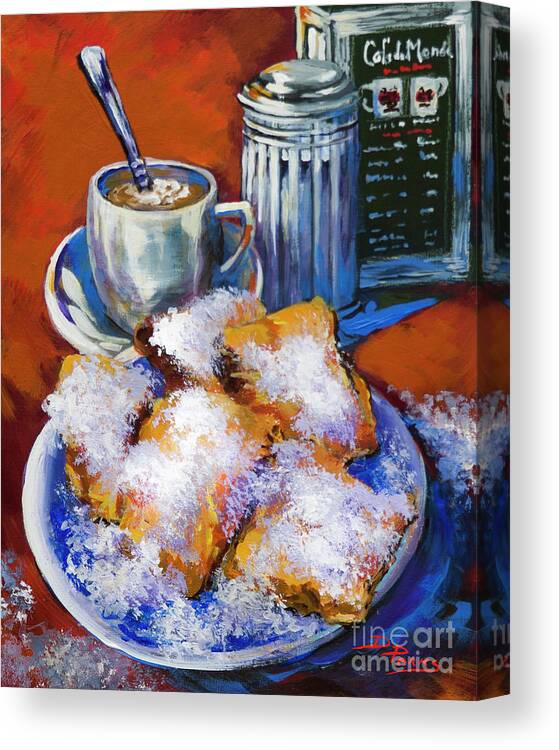 New Orleans Beignets Canvas Print featuring the painting Breakfast at Cafe du Monde by Dianne Parks