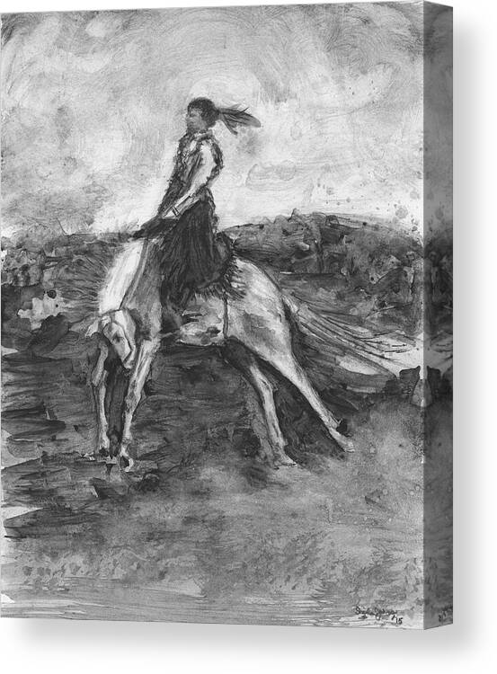 Horse Canvas Print featuring the painting Woman Bronc Rider by Sheila Johns