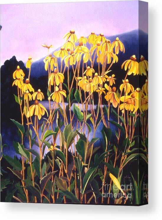 Painting Canvas Print featuring the painting Brown Eyed Susans by Daniela Easter