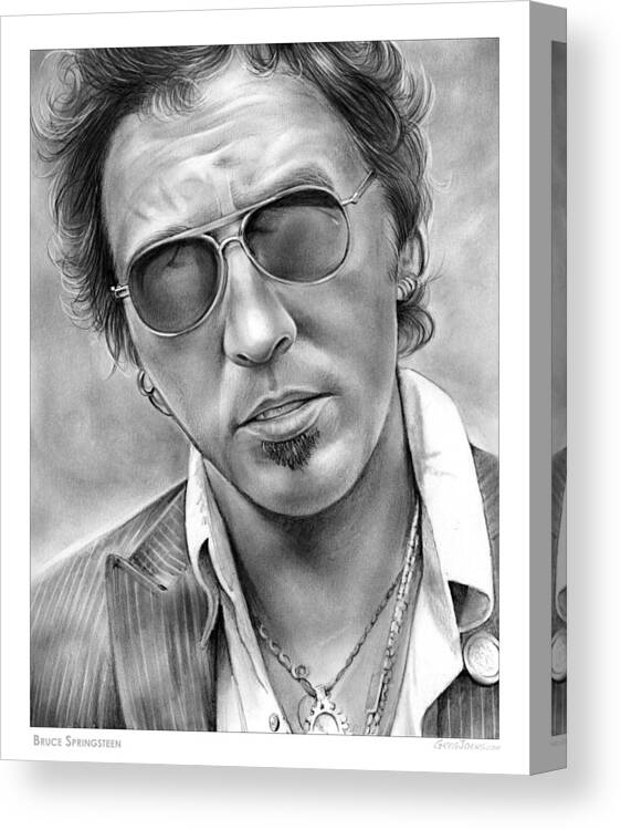 Bruce Springsteen Canvas Print featuring the drawing Bruce Springsteen by Greg Joens